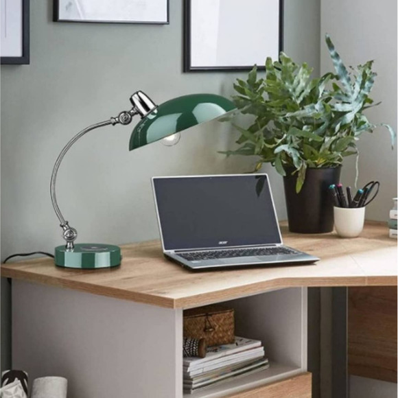 Adjustable Retro Table Lamp w/ Phone Wireless Charger - Picture 1 of 6